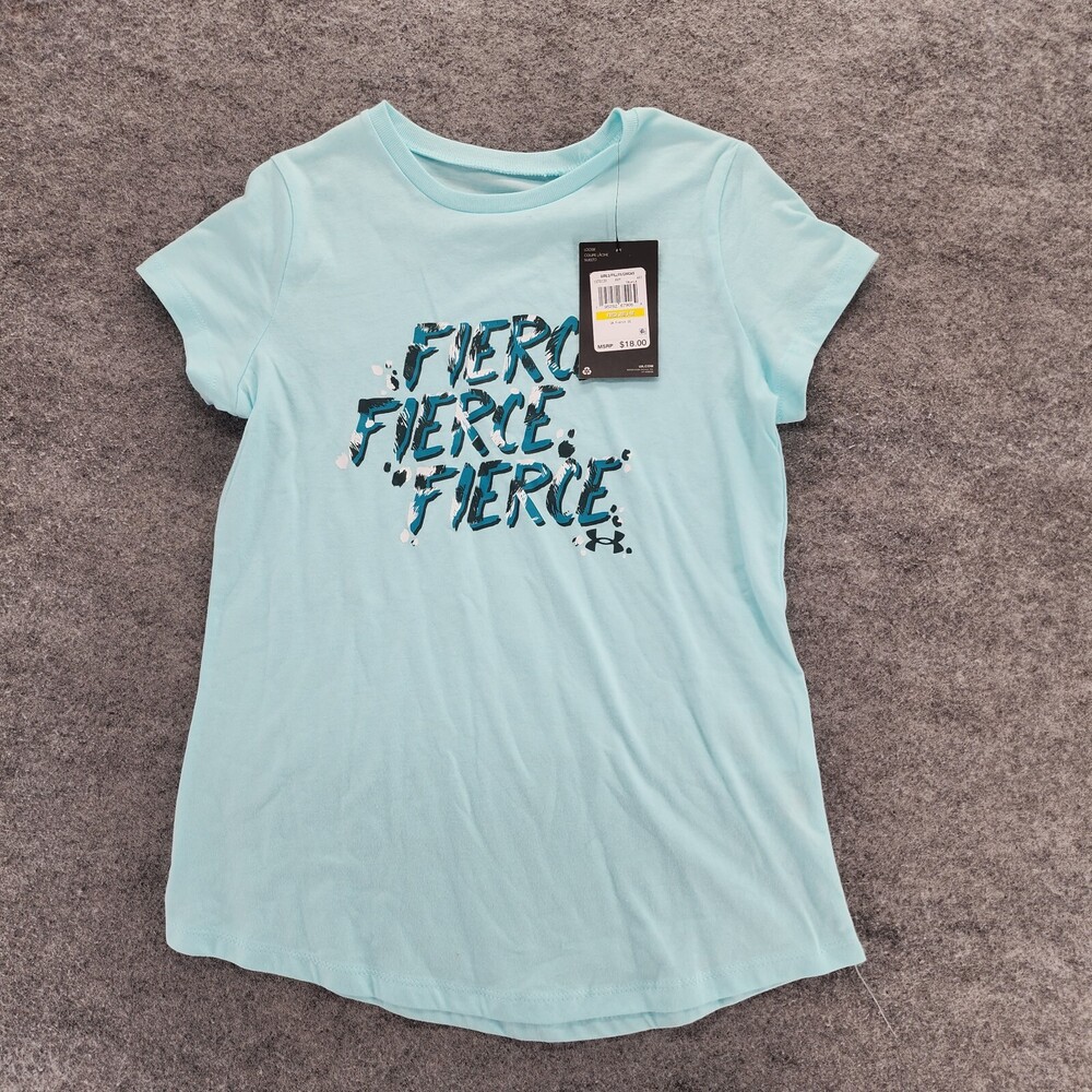 Under Armour Shirt Girls Medium Loose Fit Short Sleeve Blue